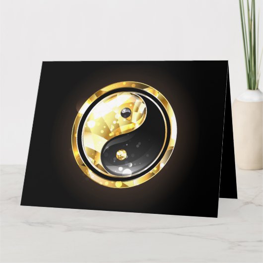 Goud Yin Yang op zwart Kaart (Voorkant)