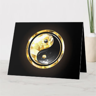 Goud Yin Yang op zwart Kaart