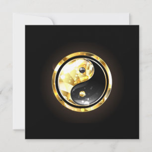 Goud Yin Yang op zwart Kaart