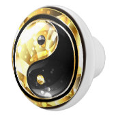 Goud Yin Yang op zwart Keramische Knop (Rechts)