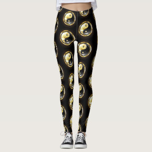 Goud Yin Yang op zwart Leggings