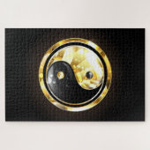 Goud Yin Yang op zwart Legpuzzel (Horizontaal)