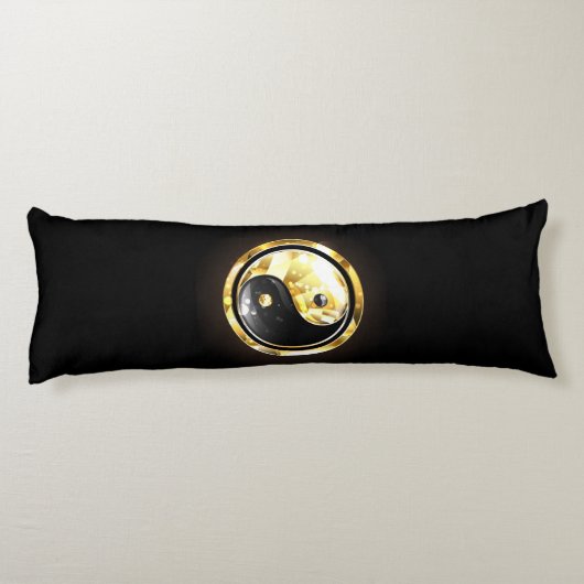 Goud Yin Yang op zwart Lichaamskussen (Achterkant)