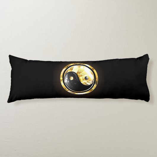 Goud Yin Yang op zwart Lichaamskussen (Voorkant)