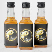 Goud Yin Yang op zwart Likeurfles Etiket (Flessen)