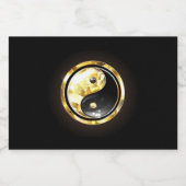 Goud Yin Yang op zwart Likeurfles Etiket (Enkel label)