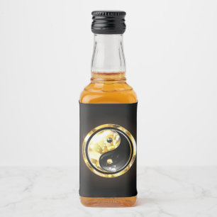 Goud Yin Yang op zwart Likeurfles Etiket