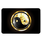 Goud Yin Yang op zwart Magneet (Horizontaal)