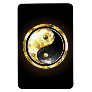 Goud Yin Yang op zwart Magneet