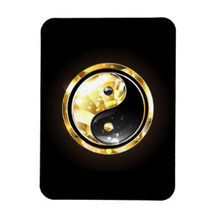 Goud Yin Yang op zwart Magneet