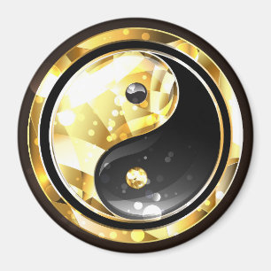 Goud Yin Yang op zwart Magneet