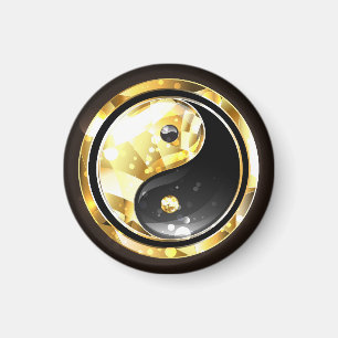 Goud Yin Yang op zwart Magneet
