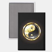 Goud Yin Yang op zwart Magneet (Voorkant / Achterkant)