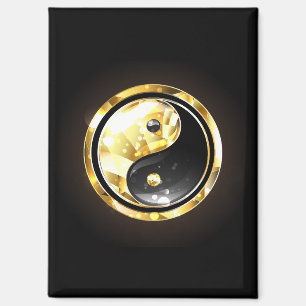 Goud Yin Yang op zwart Magneet