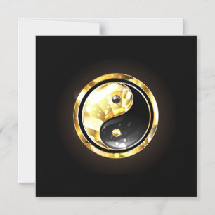 Goud Yin Yang op zwart Magnetische Uitnodiging