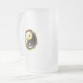 Goud Yin Yang op zwart Matglas Bierpul (Voorkant links)