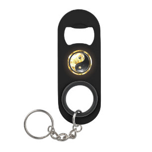 Goud Yin Yang op zwart Mini Flessenopener