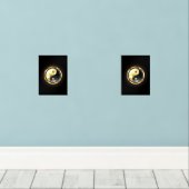 Goud Yin Yang op zwart Muurkunst Sets (Houten vloer)