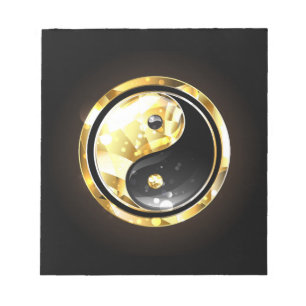 Goud Yin Yang op zwart Notitieblok
