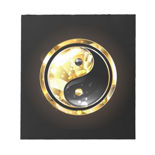 Goud Yin Yang op zwart Notitieblok (Voorkant)