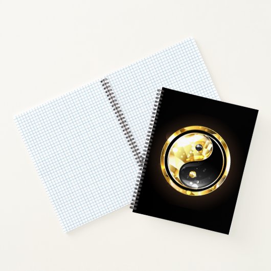 Goud Yin Yang op zwart Notitieboek (Binnen)