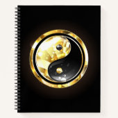 Goud Yin Yang op zwart Notitieboek (Voorkant)