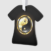 Goud Yin Yang op zwart Ornament (voorkant)