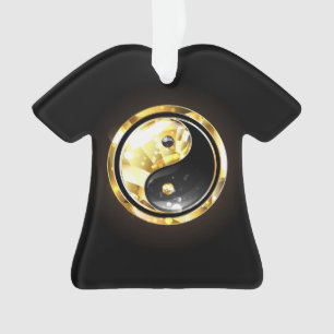Goud Yin Yang op zwart Ornament
