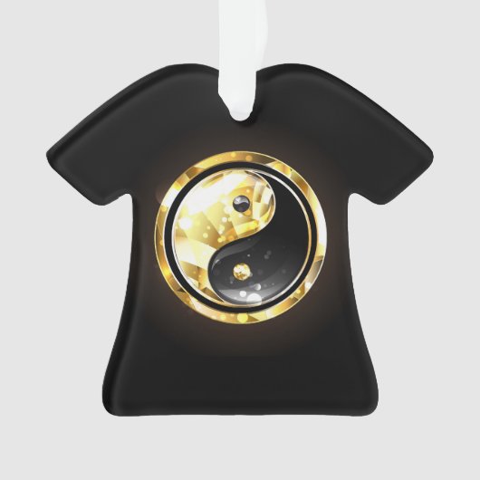 Goud Yin Yang op zwart Ornament (voorkant)