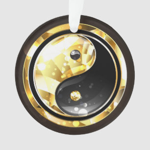 Goud Yin Yang op zwart Ornament