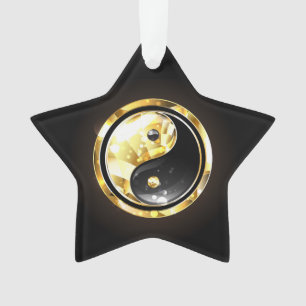Goud Yin Yang op zwart Ornament