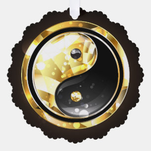 Goud Yin Yang op zwart Ornament Kaart