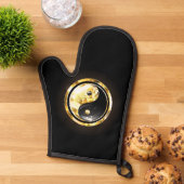 Goud Yin Yang op zwart Ovenwant (Top down)