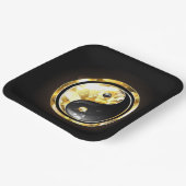 Goud Yin Yang op zwart Papieren Bordje (Gebogen)