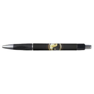 Goud Yin Yang op zwart Pen