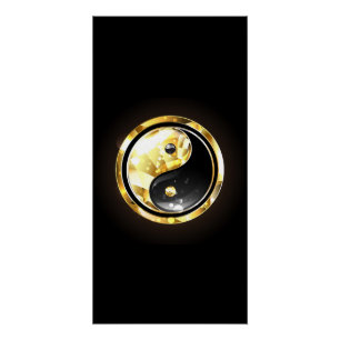 Goud Yin Yang op zwart Perfect Poster