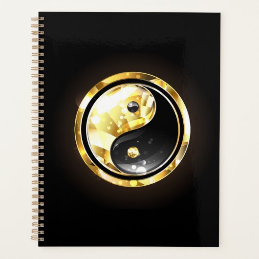 Goud Yin Yang op zwart Planner (Voorkant)