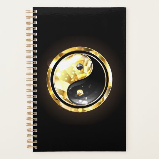 Goud Yin Yang op zwart Planner (Voorkant)