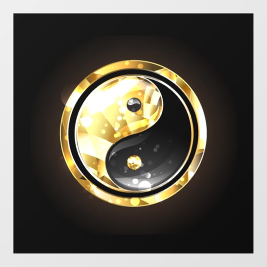 Goud Yin Yang op zwart Raamsticker (Vel)