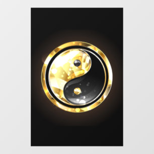 Goud Yin Yang op zwart Raamsticker