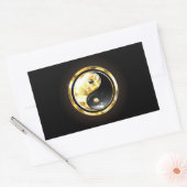 Goud Yin Yang op zwart Rechthoekige Sticker (Envelop)