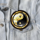 Goud Yin Yang op zwart Ronde Button 4,0 Cm (In situ)