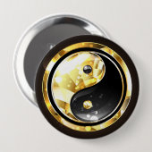 Goud Yin Yang op zwart Ronde Button 4,0 Cm (Voorkant /achterkant)