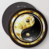 Goud Yin Yang op zwart Ronde Button 6,0 Cm (Voorkant /achterkant)