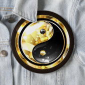 Goud Yin Yang op zwart Ronde Button 6,0 Cm (In situ)