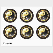 Goud Yin Yang op zwart Ronde Sticker (Vel)