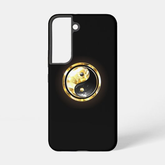 Goud Yin Yang op zwart Samsung Galaxy Hoesje (Achterkant)