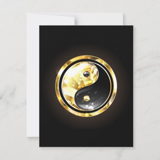 Goud Yin Yang op zwart Save The Date (Voorkant)