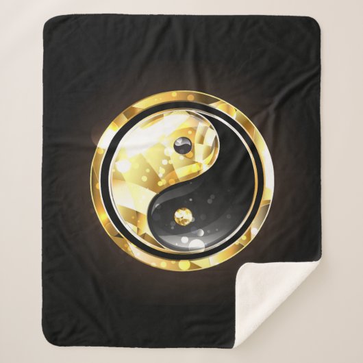Goud Yin Yang op zwart Sherpa Deken (Voorkant)