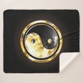 Goud Yin Yang op zwart Sherpa Deken (Voorkant (horizontaal))